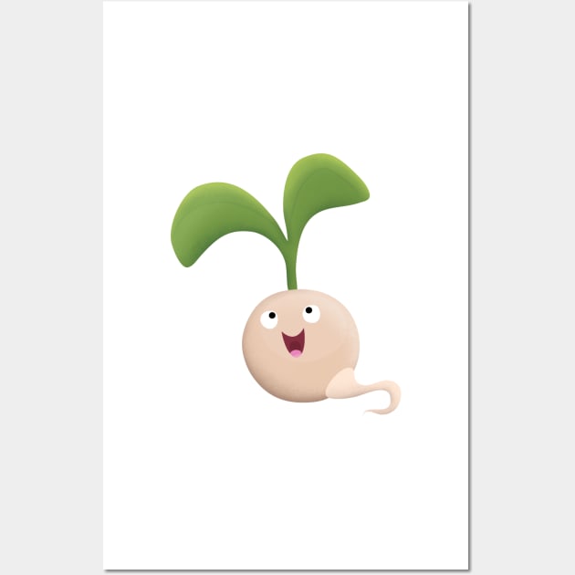 Cute happy seed sprout cartoon illustration Wall Art by FrogFactory